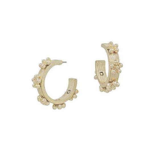 Gold Hoop with Flower Accents