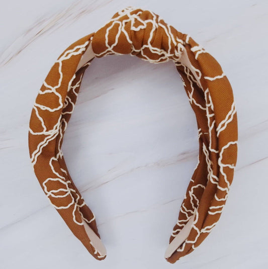 Artful Stitch Knotted Headband in Brown