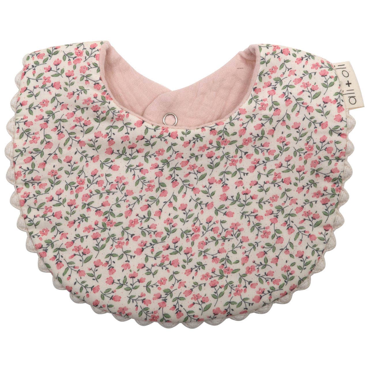Muslin Cotton Baby Bib Double Sided - Flowers & Pink