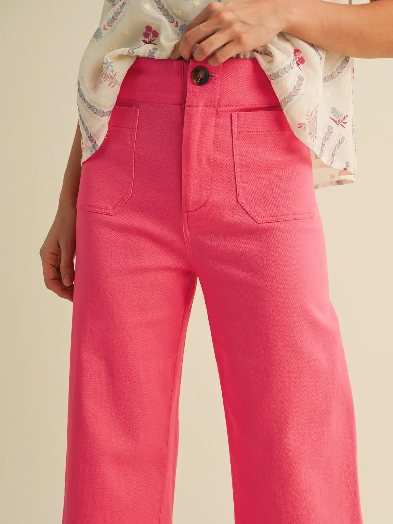 High Waist Wide Leg Pants in Berry Pink