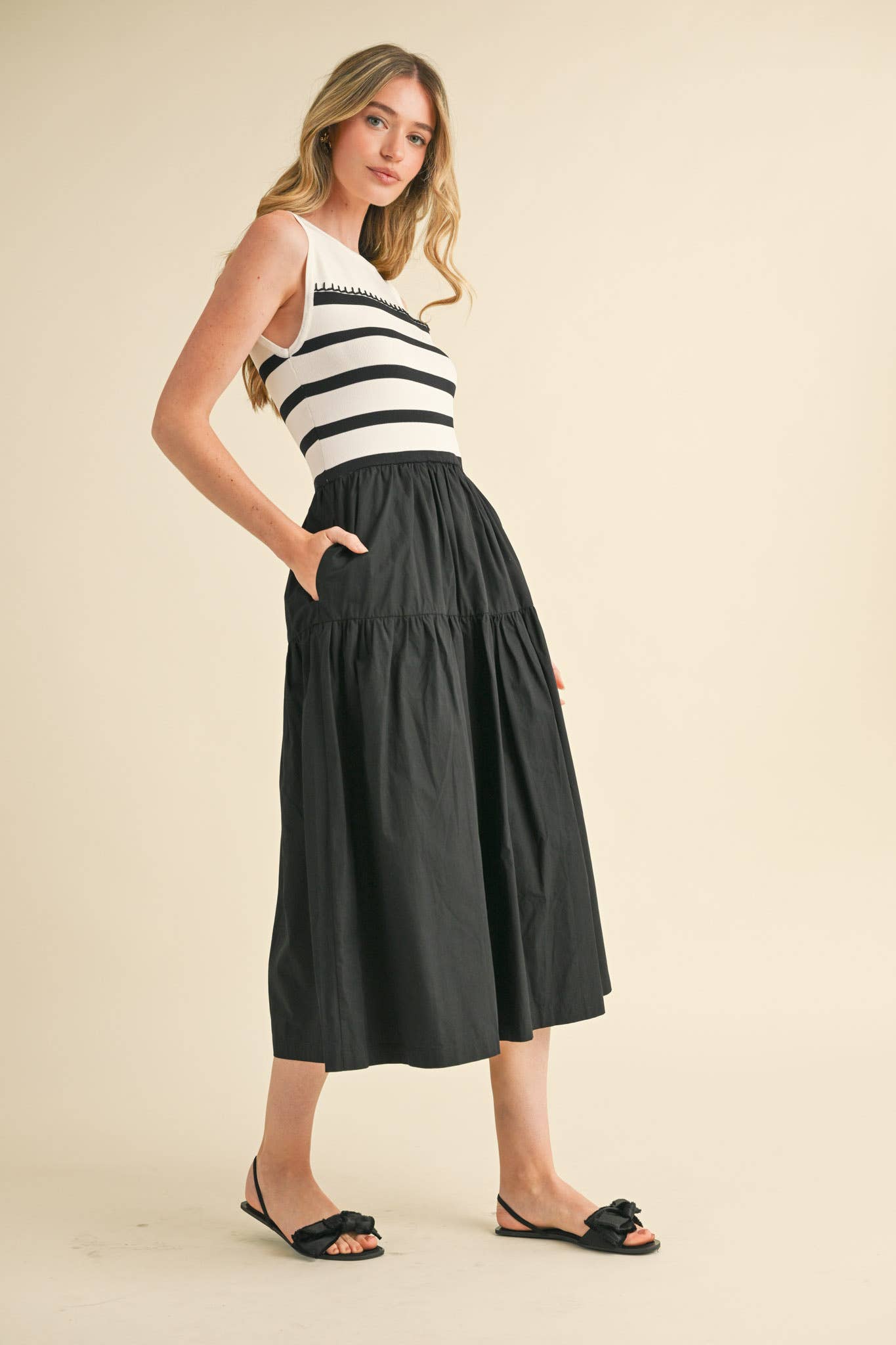The Audrey Contrast Dress in Black & White