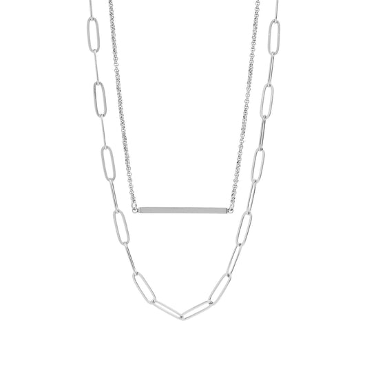 Paperclip Layered Bar Necklace