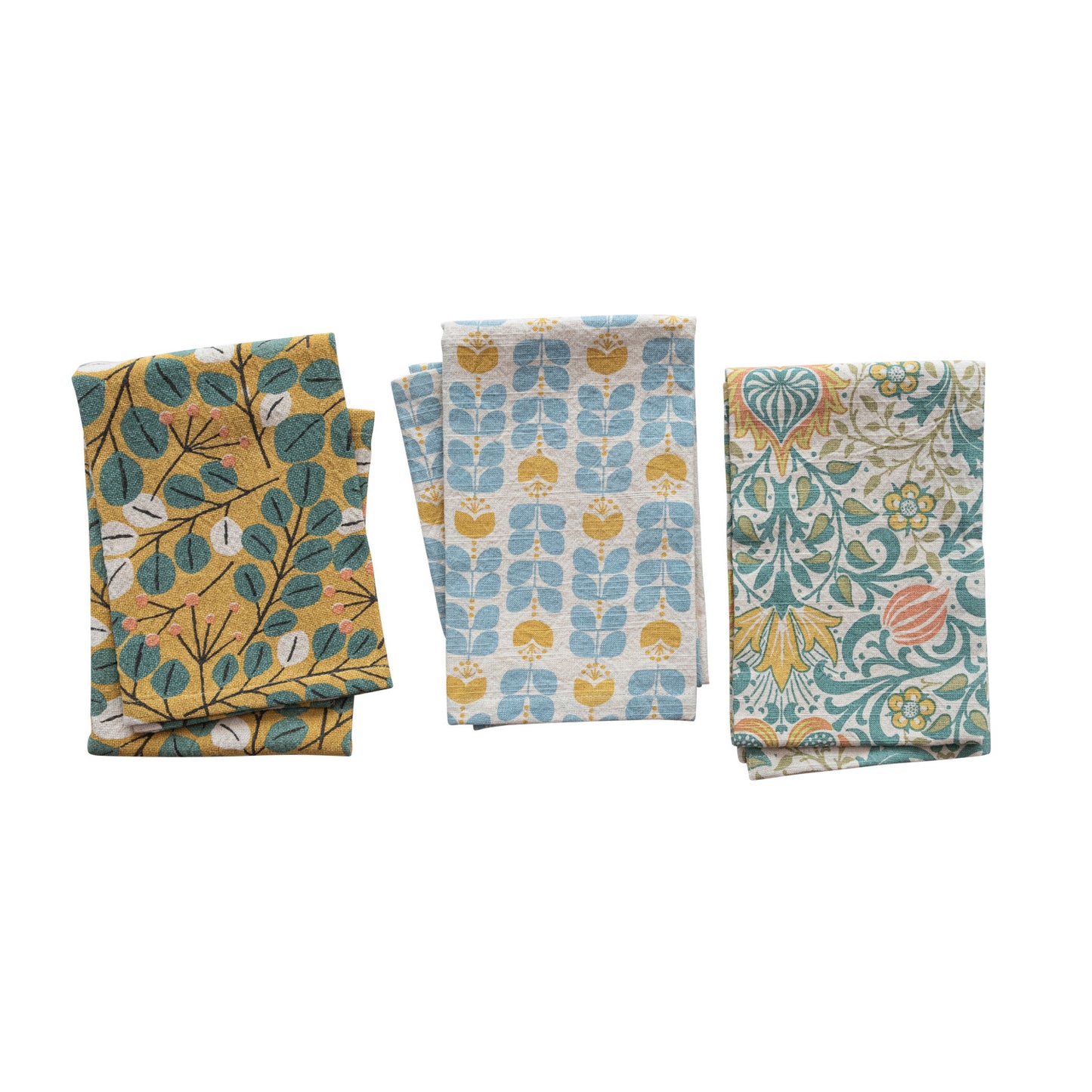 Printed Tea Towels with Botanical Pattern