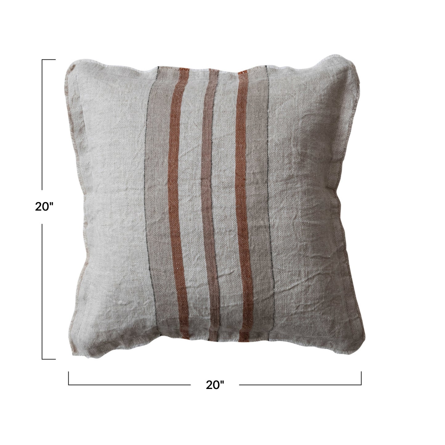 20" Square Woven Linen Pillow W/Stripes