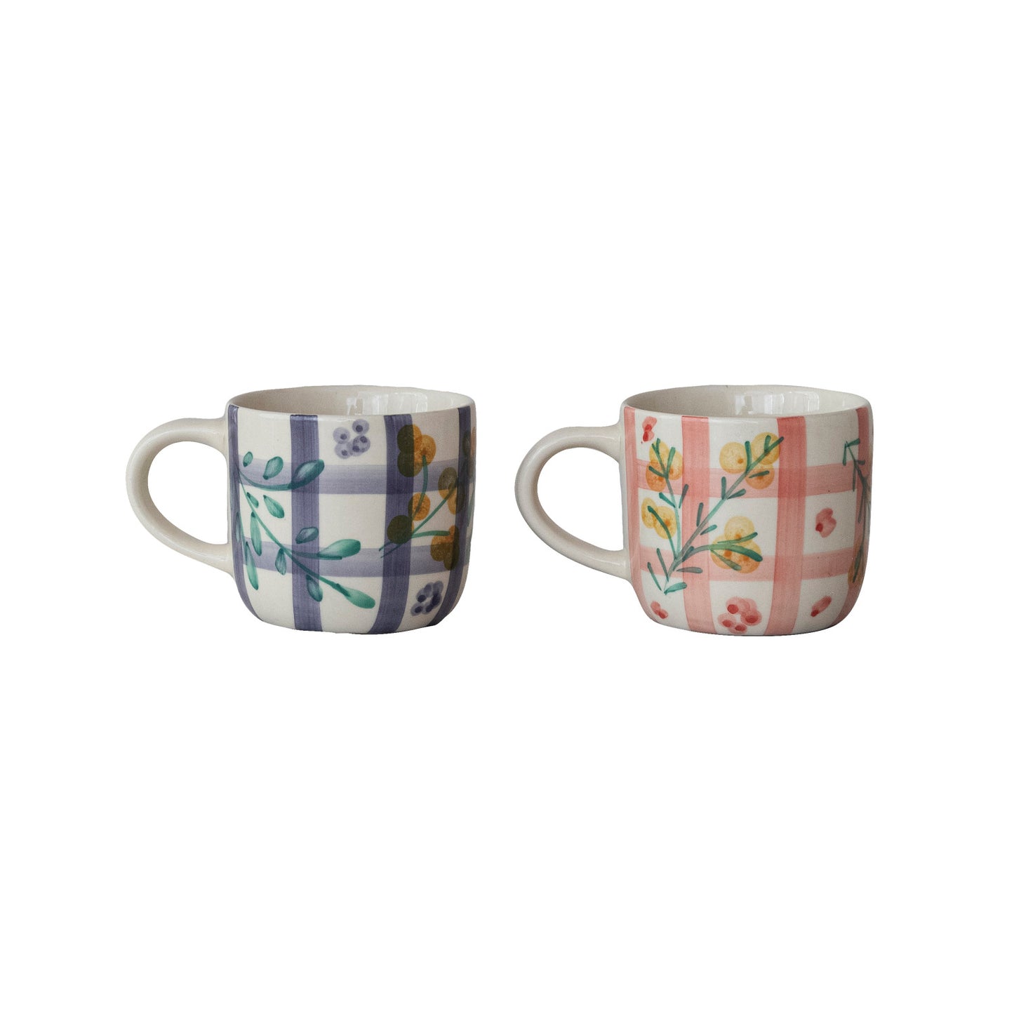 Plaid & Botanical Stoneware Coffee Mug