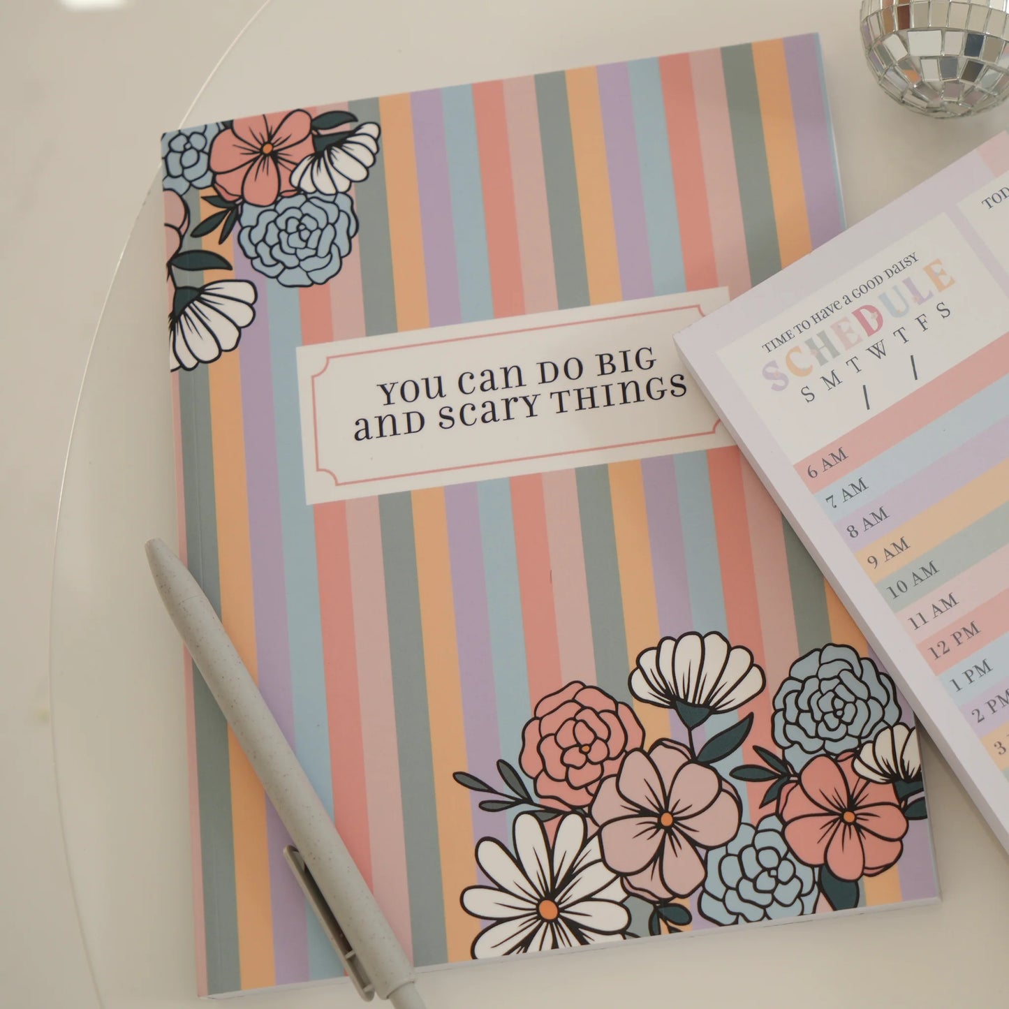 Floral Stripe Dot-Grid Notebook