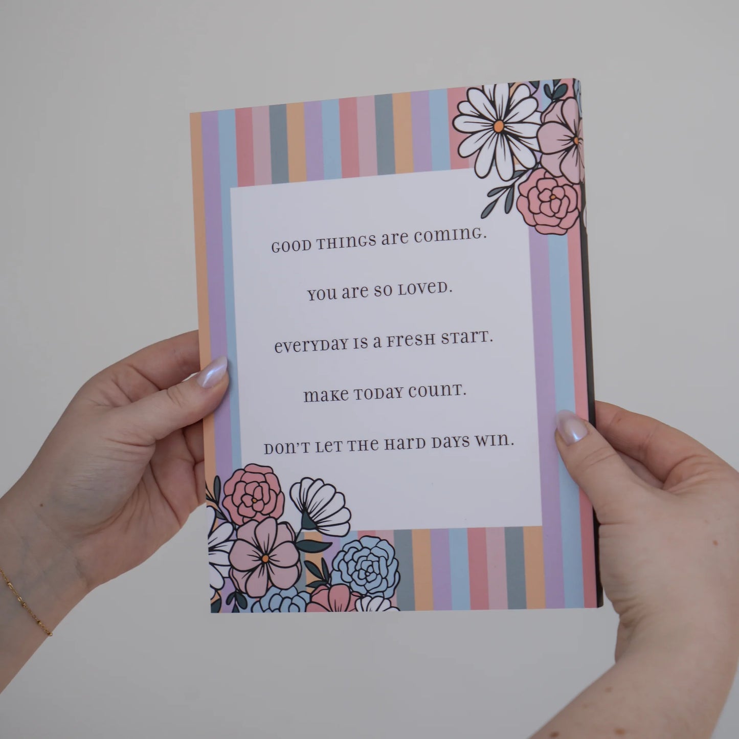 Floral Stripe Dot-Grid Notebook