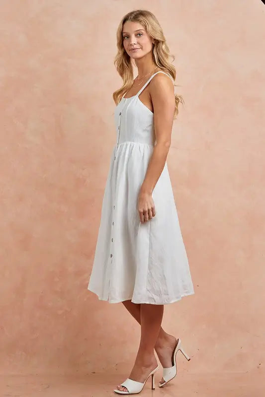 White Button Front Dress - FINAL SALE