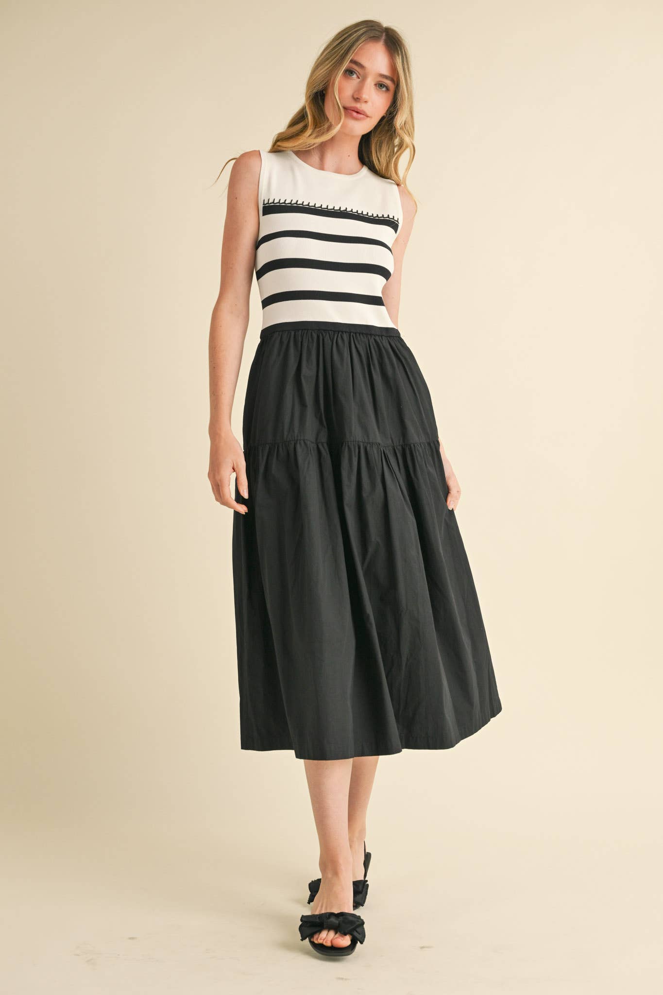 The Audrey Contrast Dress in Black & White