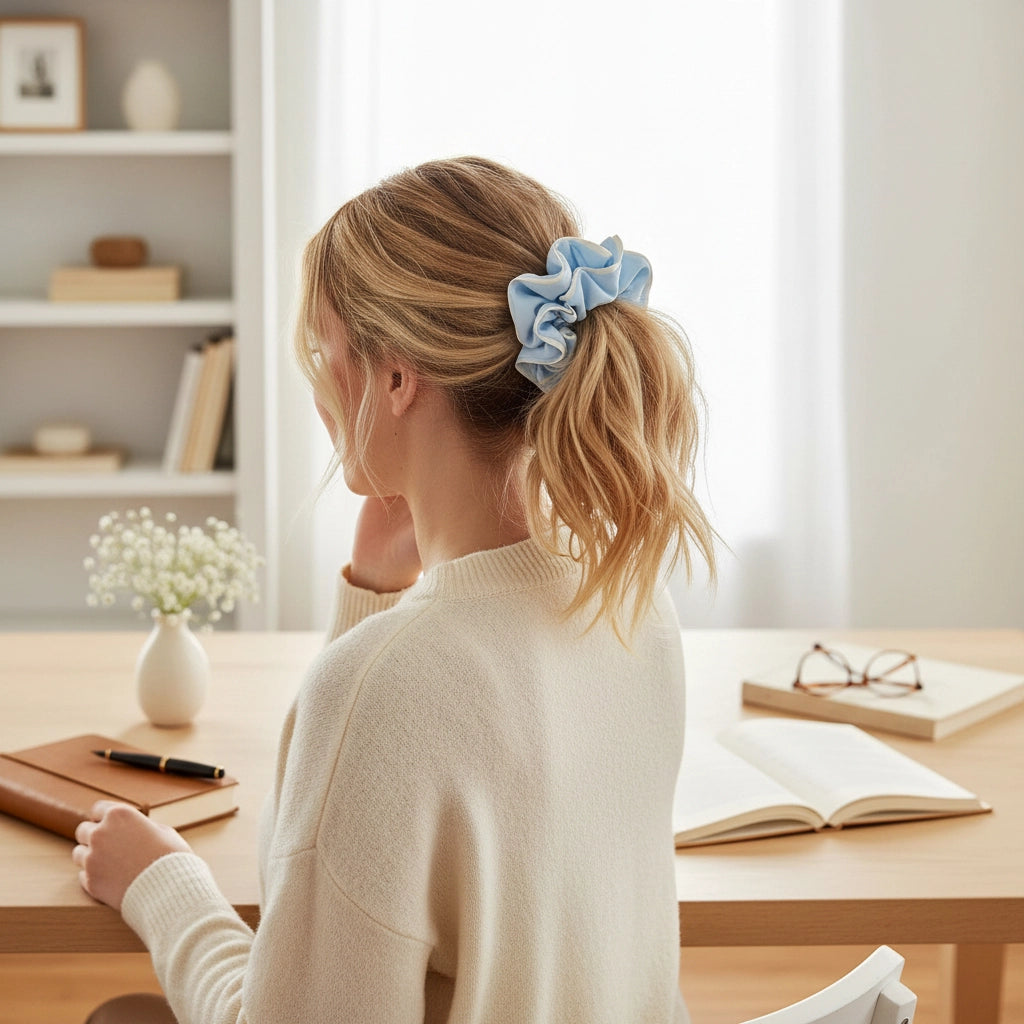 Ruffle Up Scrunchie in Light Blue
