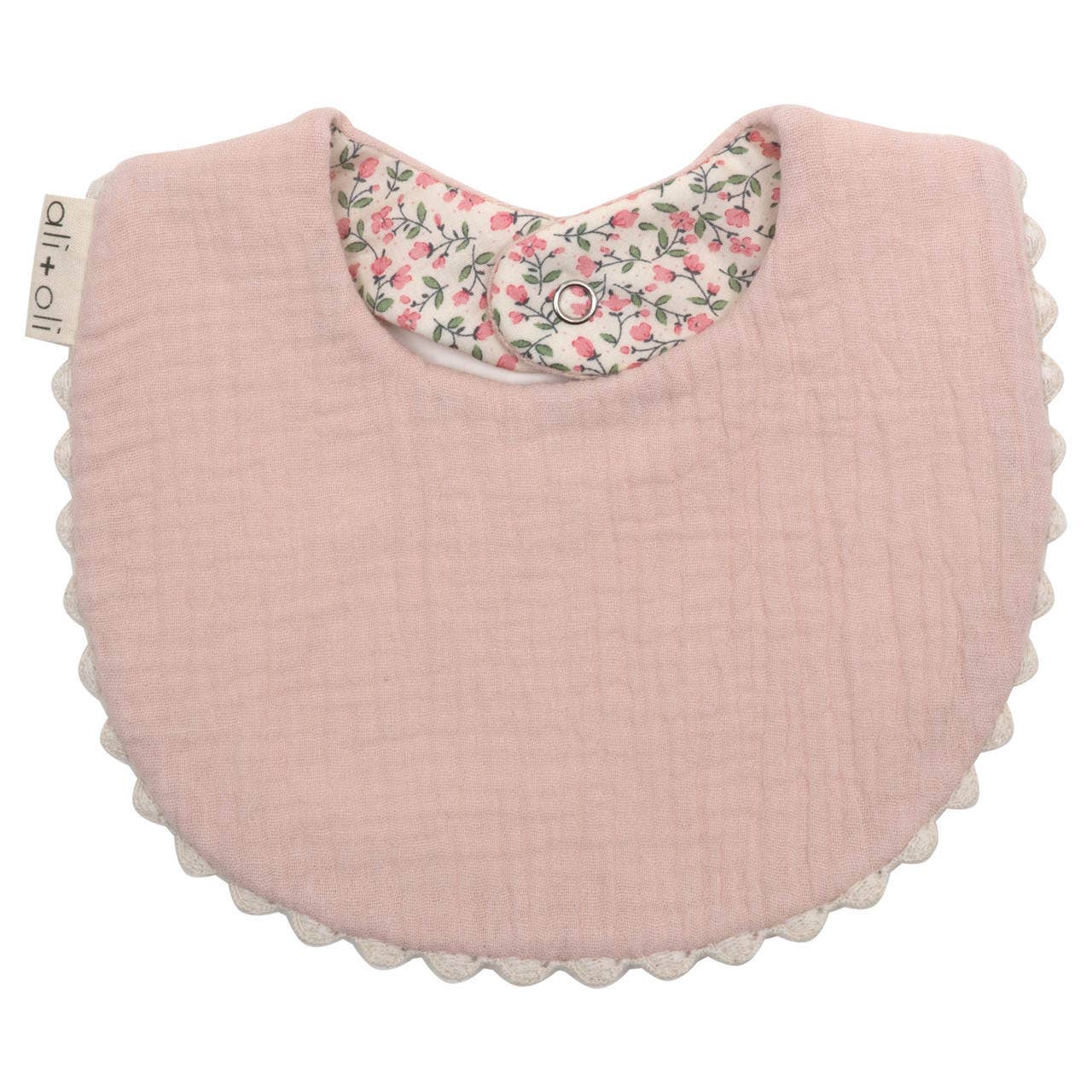 Muslin Cotton Baby Bib Double Sided - Flowers & Pink