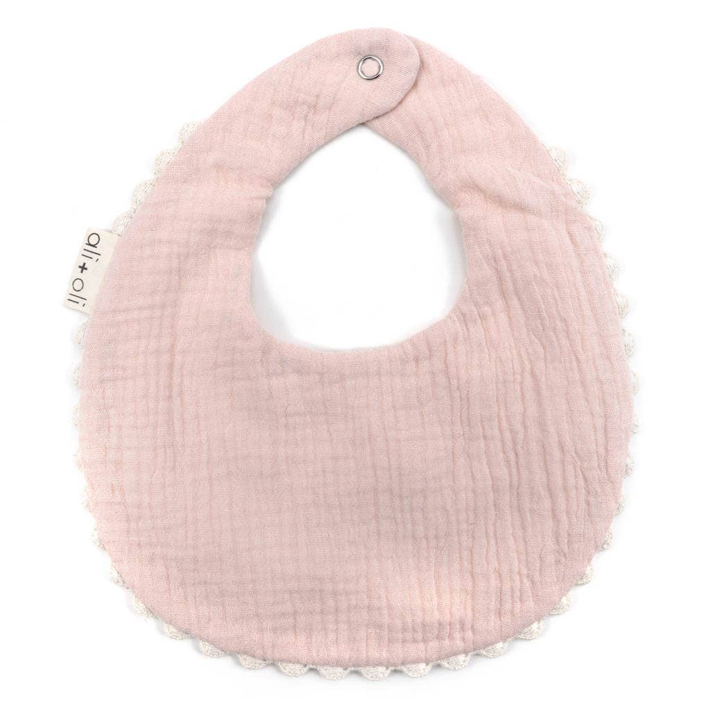 Muslin Cotton Baby Bib Double Sided - Flowers & Pink