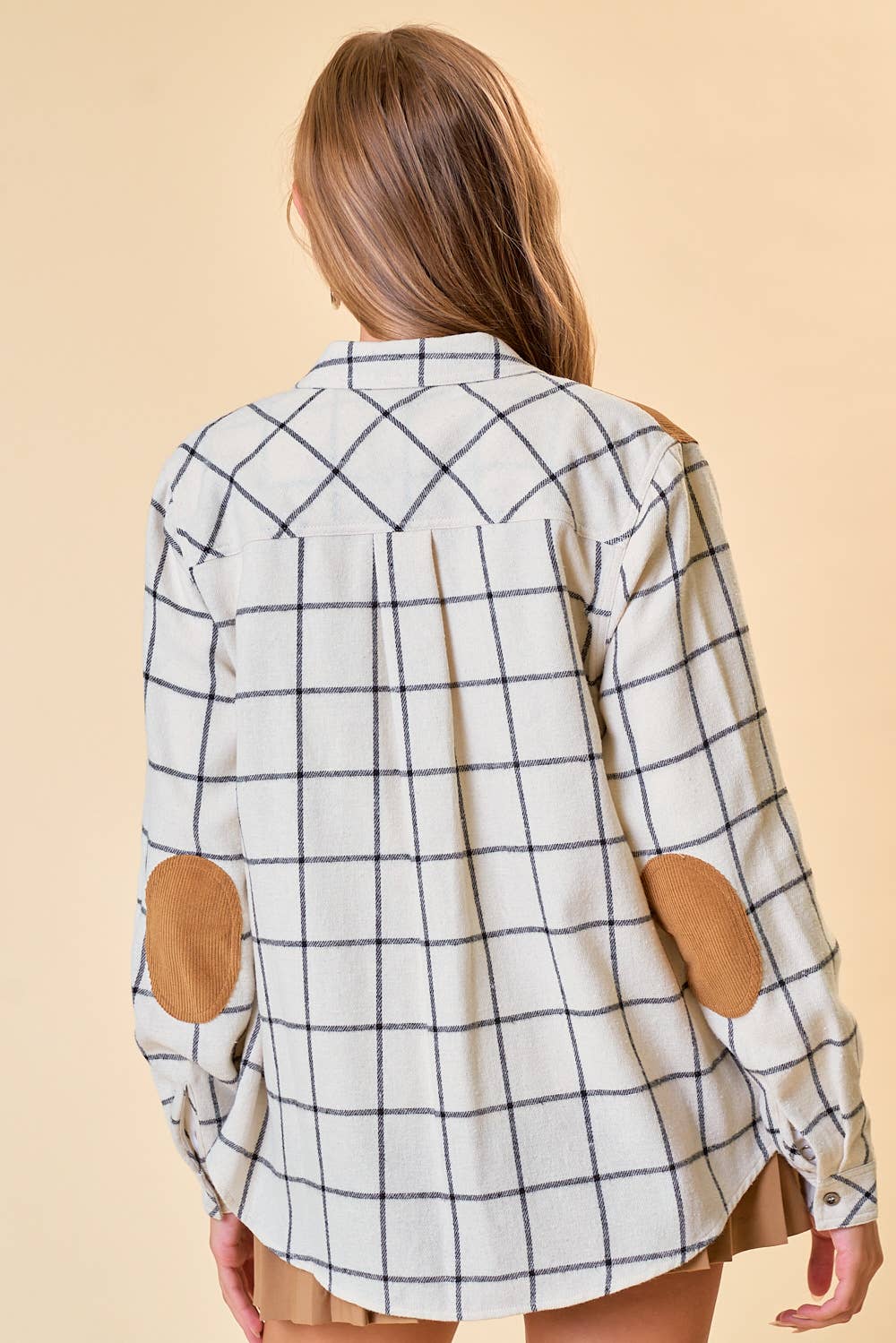 Oversized Plaid Shirt with Elbow Patch