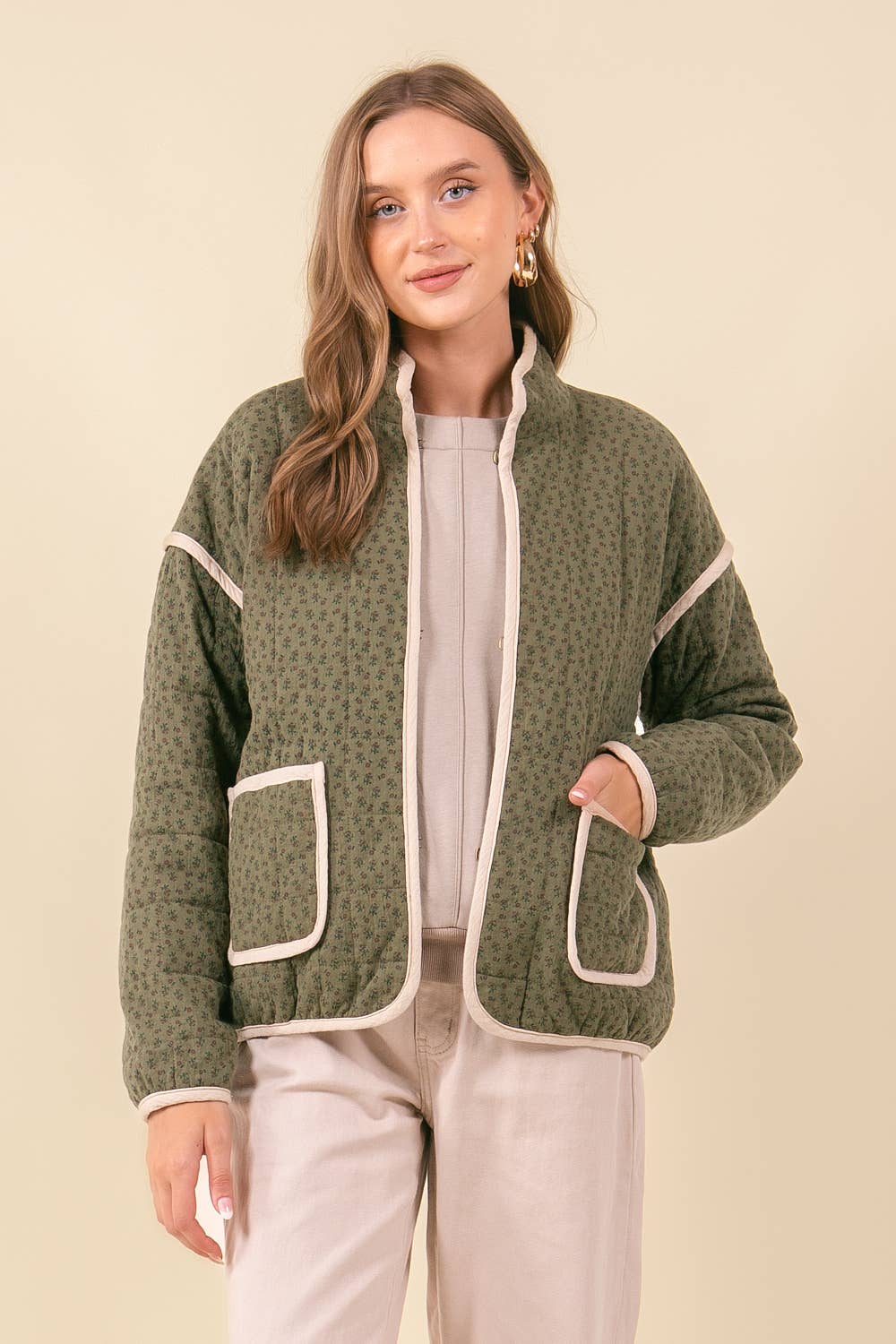 Quilted Jacket in Olive