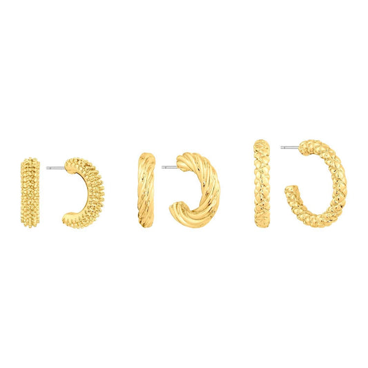 Gold Textured SetHoop Earrings