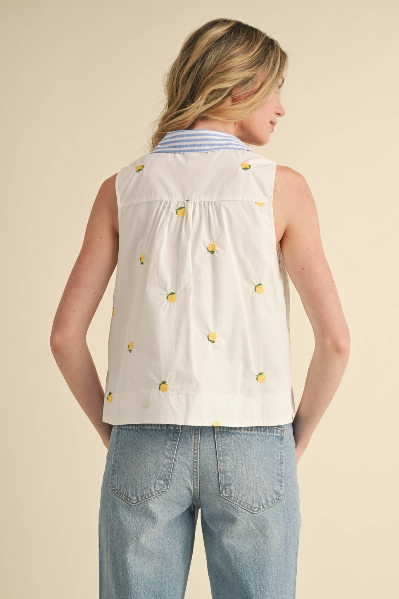 Breezy Lemon Tank in White