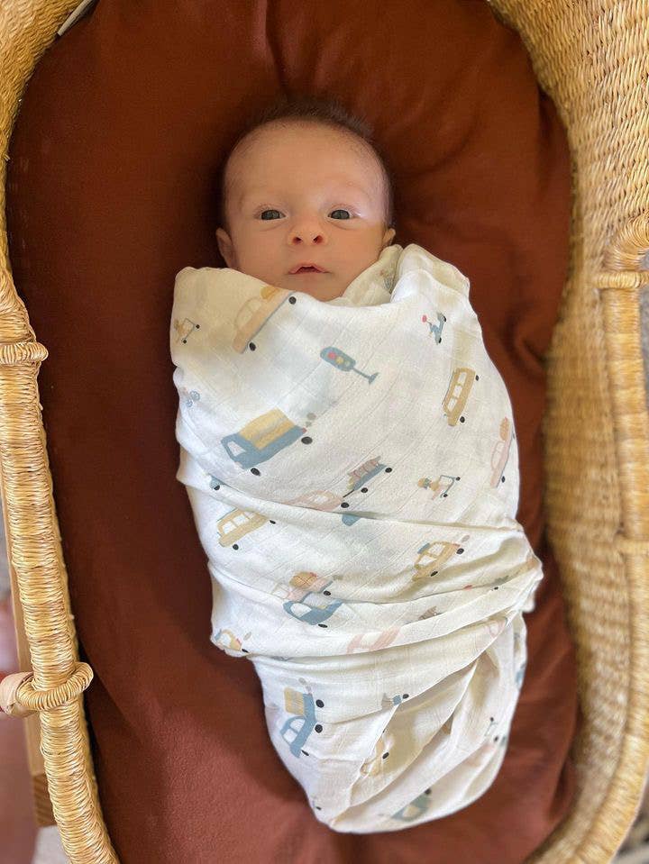 Bamboo Muslin Swaddle Blanket - Cars