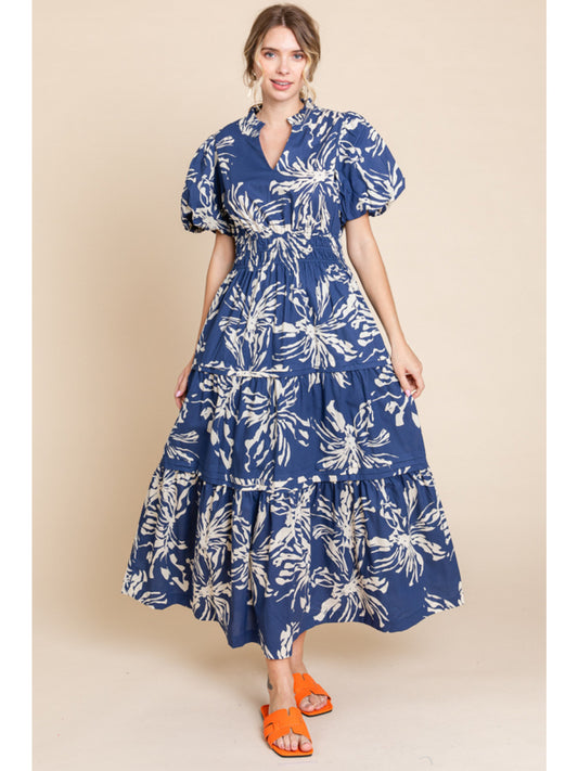 Navy Flower Print Maxi Dress