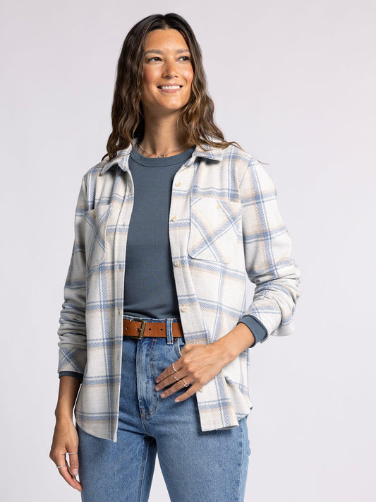 Lewis Shirt in Cream Blue Plaid