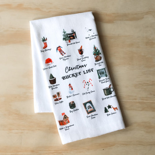 Christmas Bucket List Tea Towel