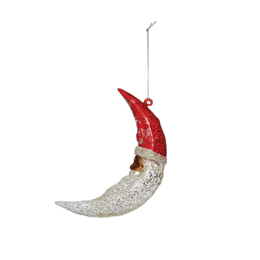 Mercury Glass Santa Moon Ornament